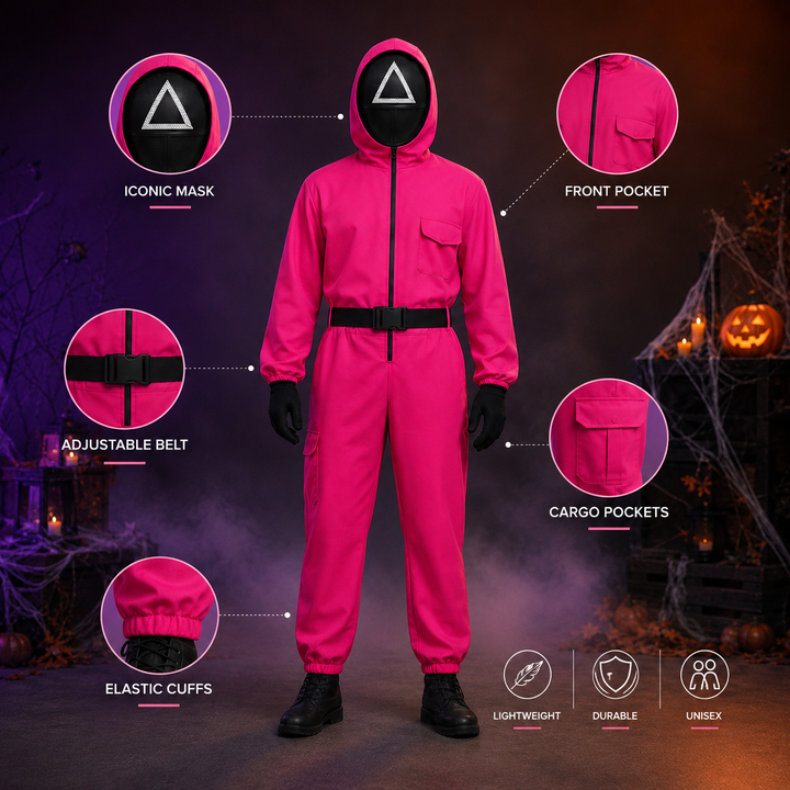 Group Halloween Costume Rose Red Jumpsuit with Mask, Adult Cosplay Roleplay Outfit Set