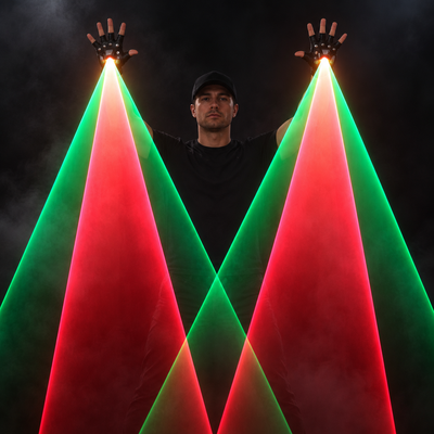 Red and Green Laser Gloves for Nightclub Stage Performance