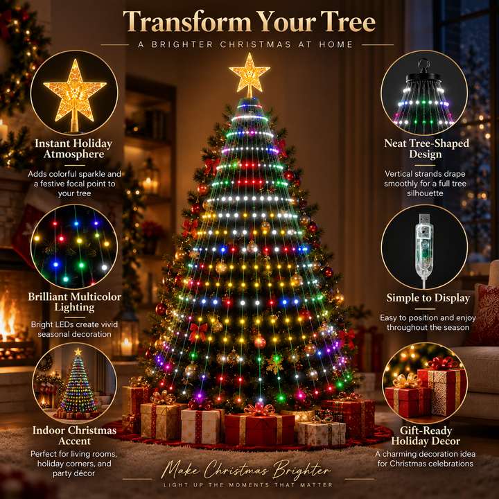 Smart Christmas Tree Lights with Star Topper App Remote LED Strands