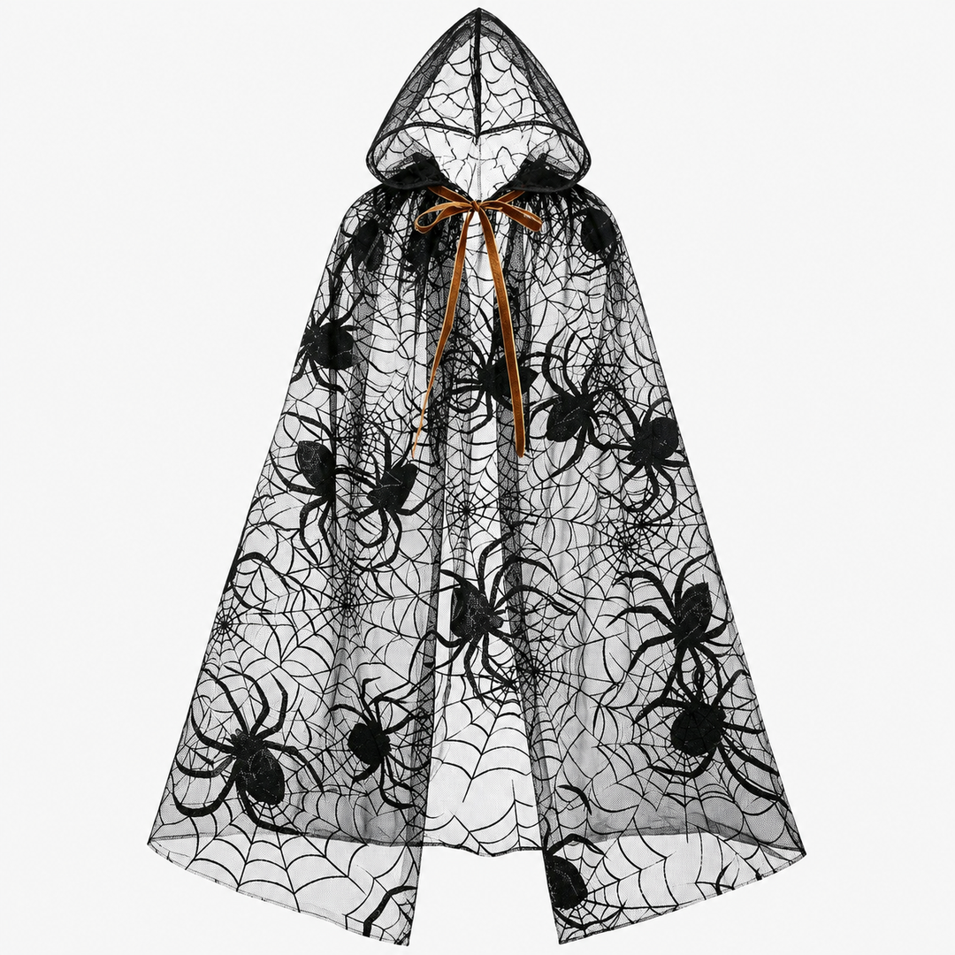 Bat Print Mesh Cape Halloween Costume Cloak