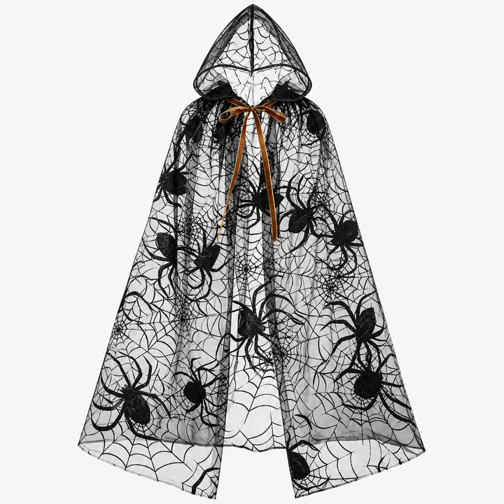 Bat Print Mesh Cape Halloween Costume Cloak