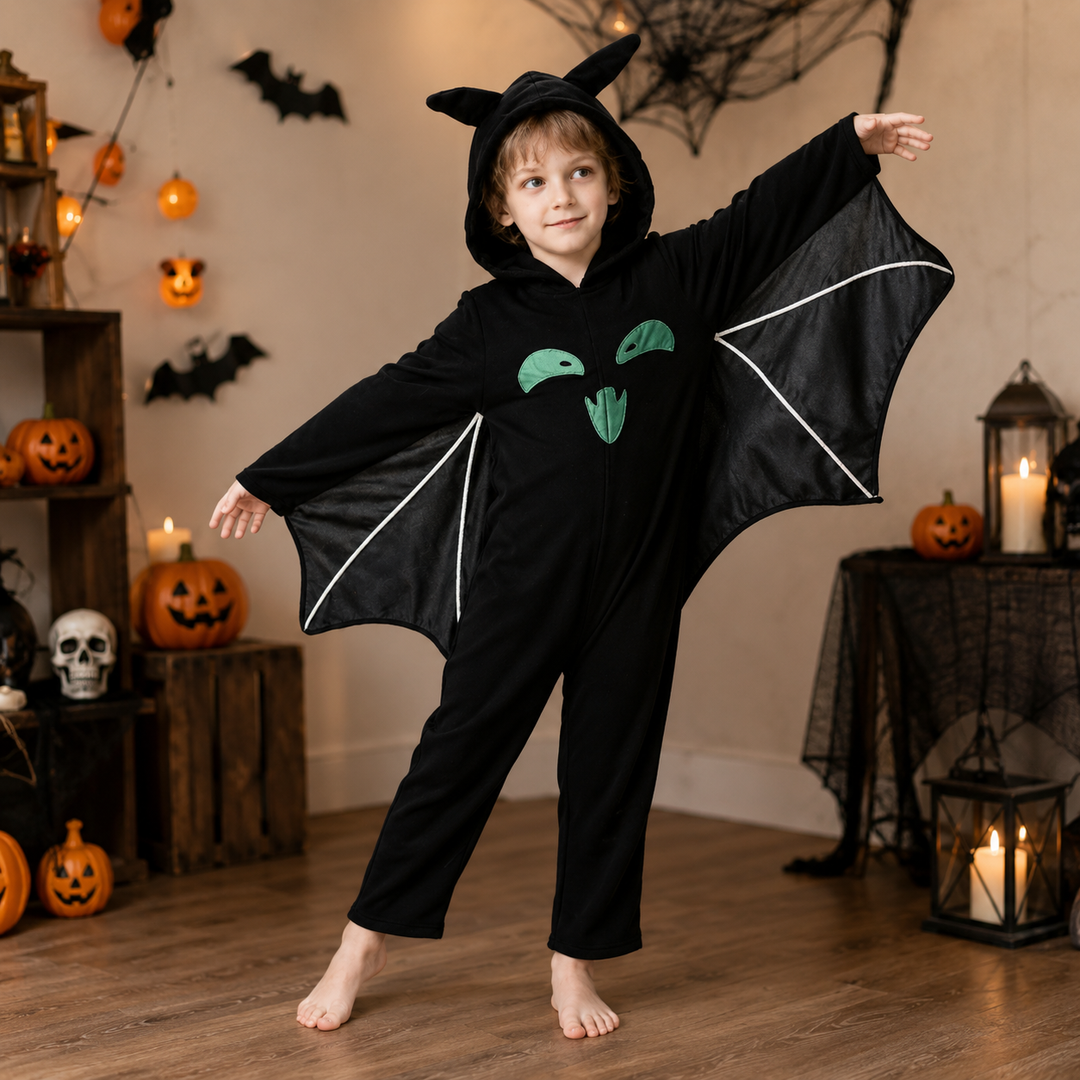 Kids Glow in the Dark Bat Cape Halloween Vampire Cloak Luminous Costume Cosplay