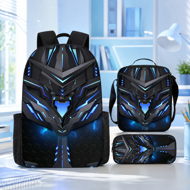 Boys Cyberpunk Robot School Backpack Set for Students