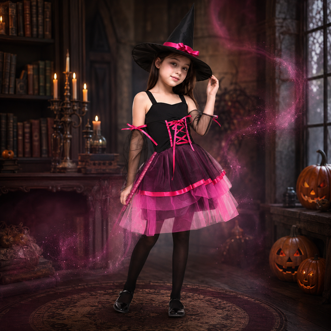 Girls Witch Costume with Hat Halloween Costume