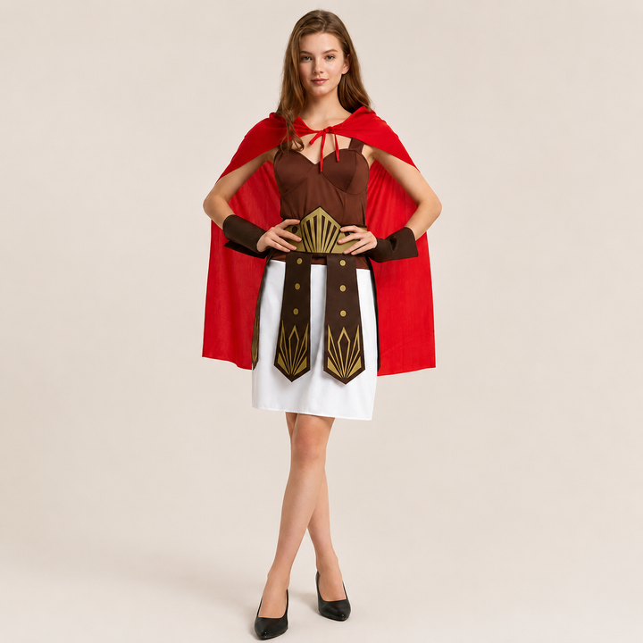 Roman Gladiator Costume Warrior Costume with Cape for Men and Women