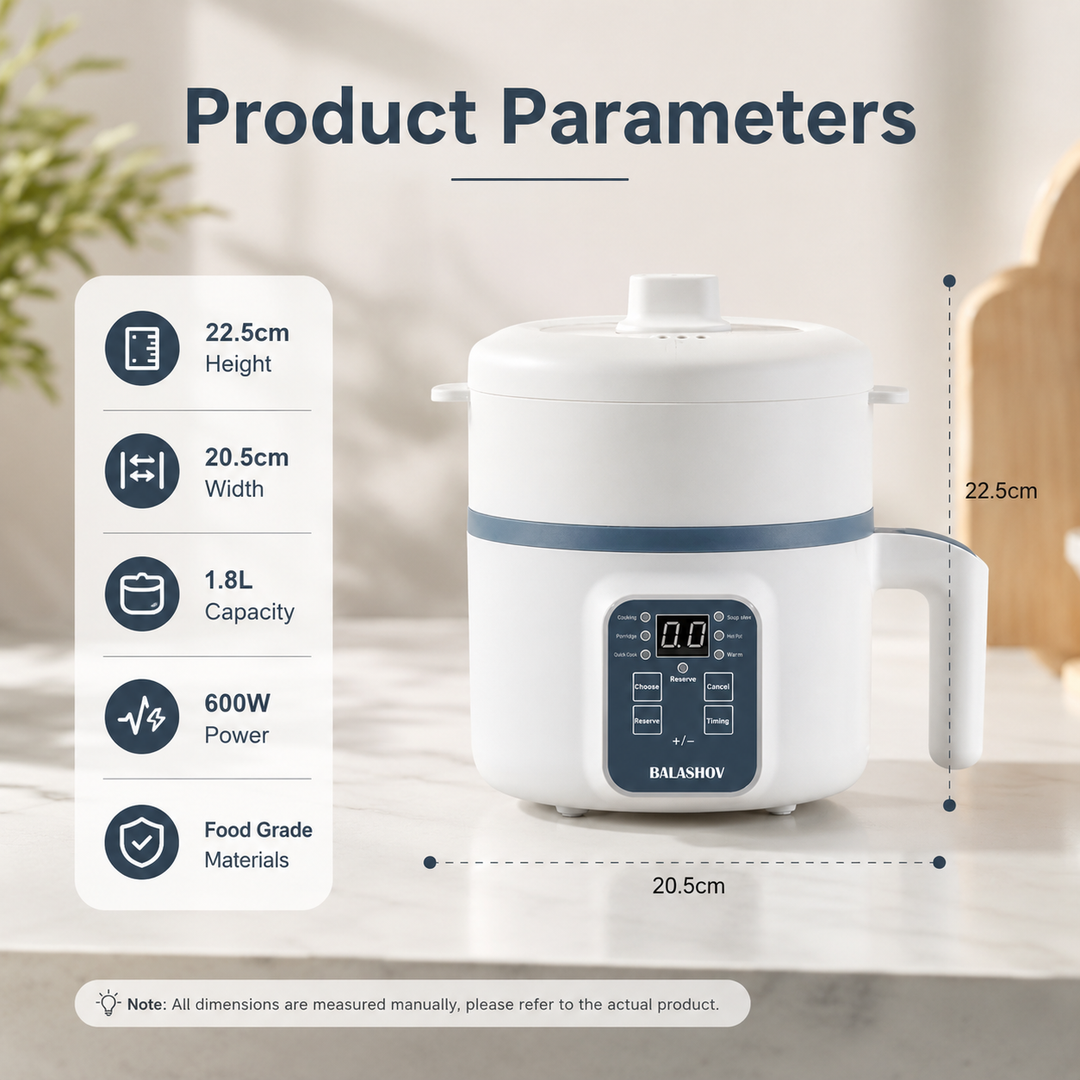 1.7L Electric Rice Cooker Multi-Function Non-Stick Pot Steamer Single Double Layer