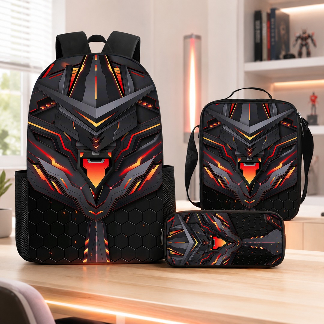 Boys Cyberpunk Robot School Backpack Set for Students
