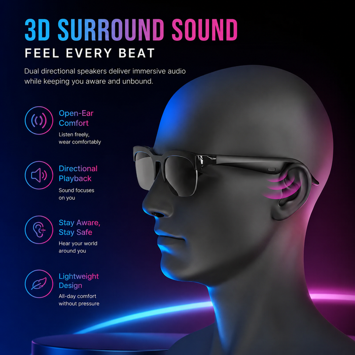 Smart Glasses AI Translation Bluetooth Audio Sunglasses Music Calls Recording