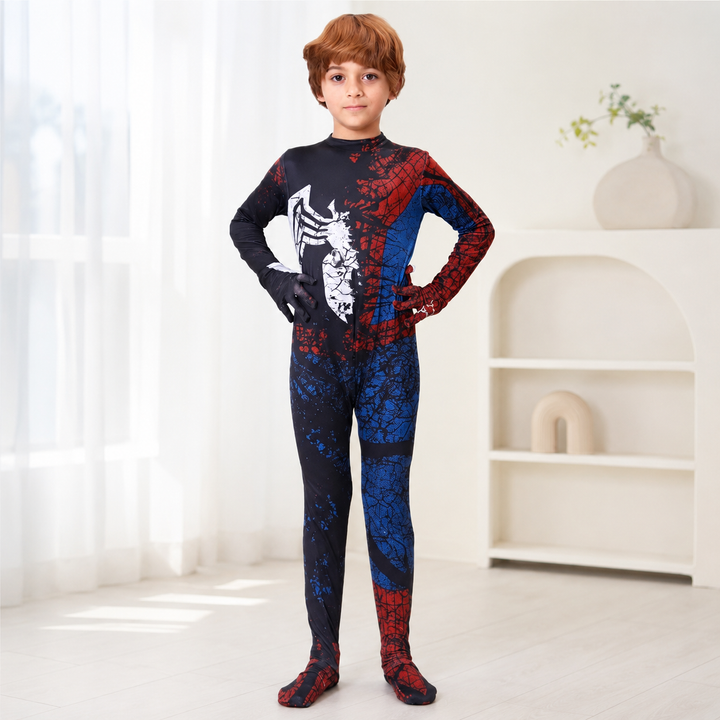 Kids Spider Web Zentai Bodysuit Costume for Boys Halloween