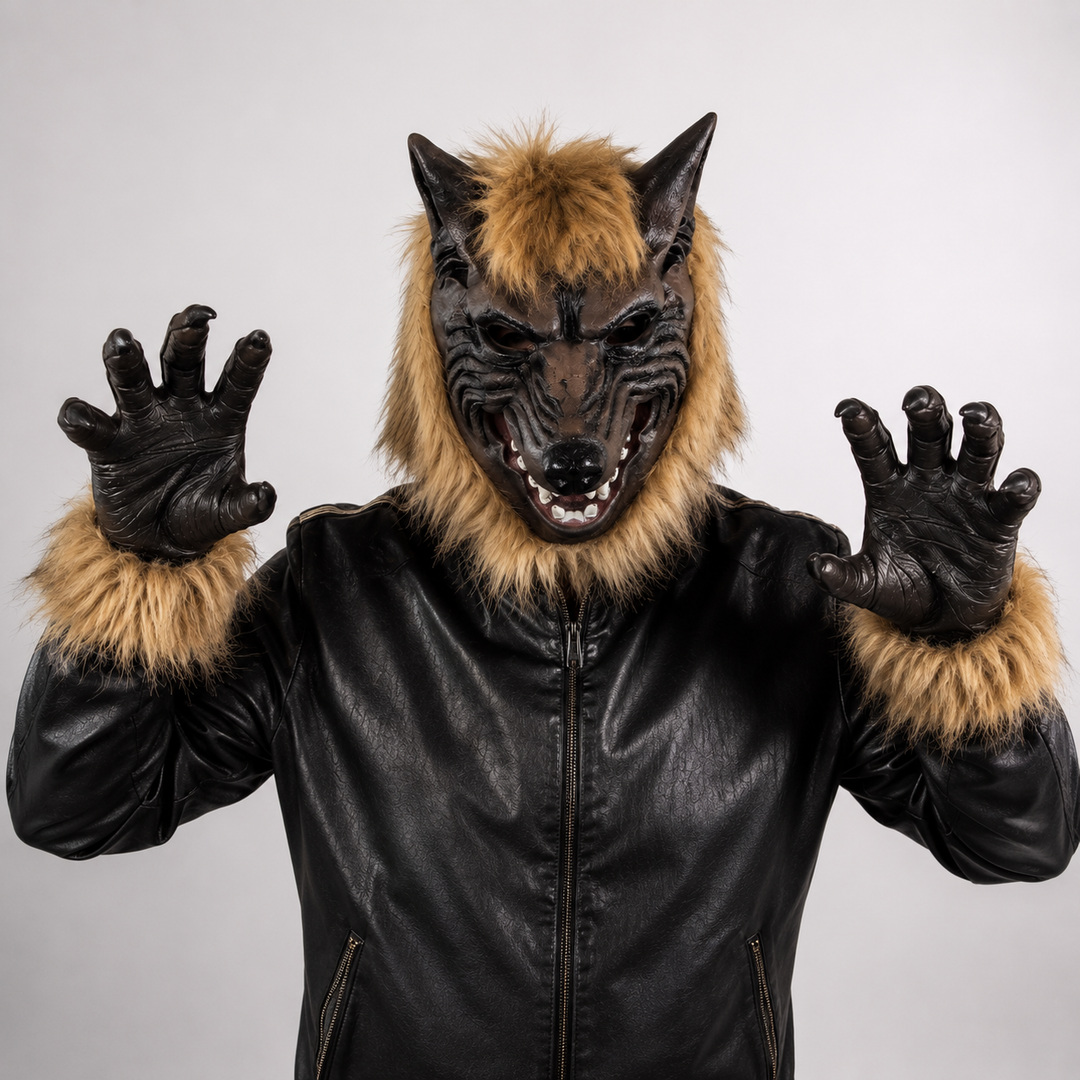 Werewolf Mask and Gloves Set Halloween Costume Accessories