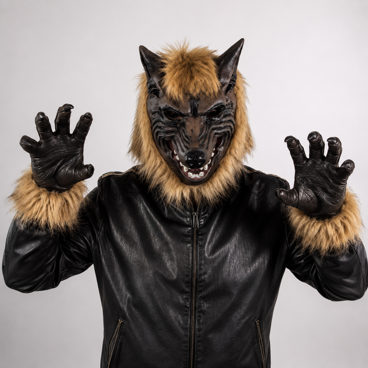 Werewolf Mask and Gloves Set Halloween Costume Accessories