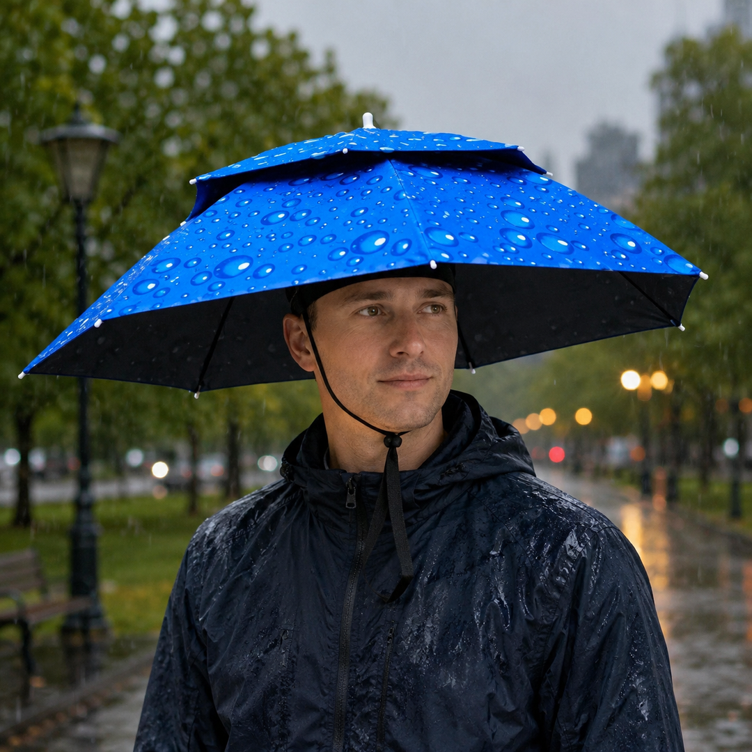 Foldable Umbrella Hat Double Layer Sun Protection Fishing Golf Camping