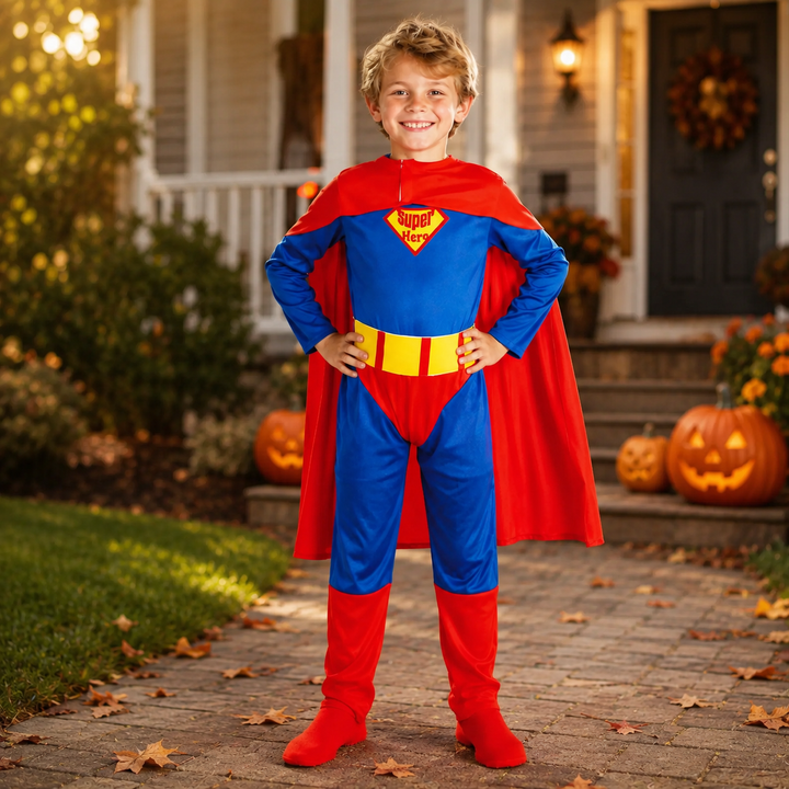 Superhero Costume Dress with Cape for Girls Halloween Costume