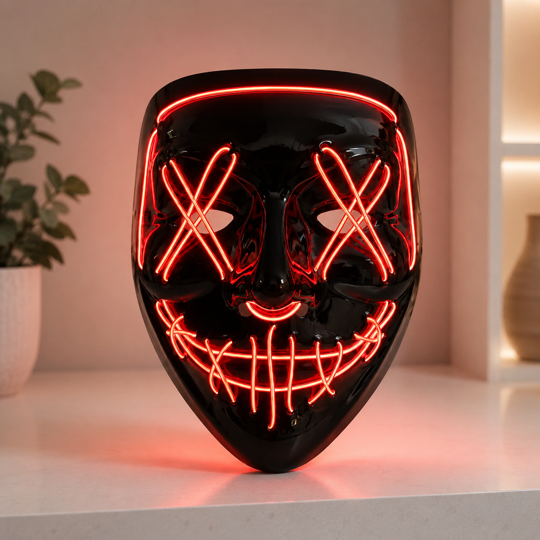 LED Purge-Style Glow Mask Light Up Halloween Costume Mask