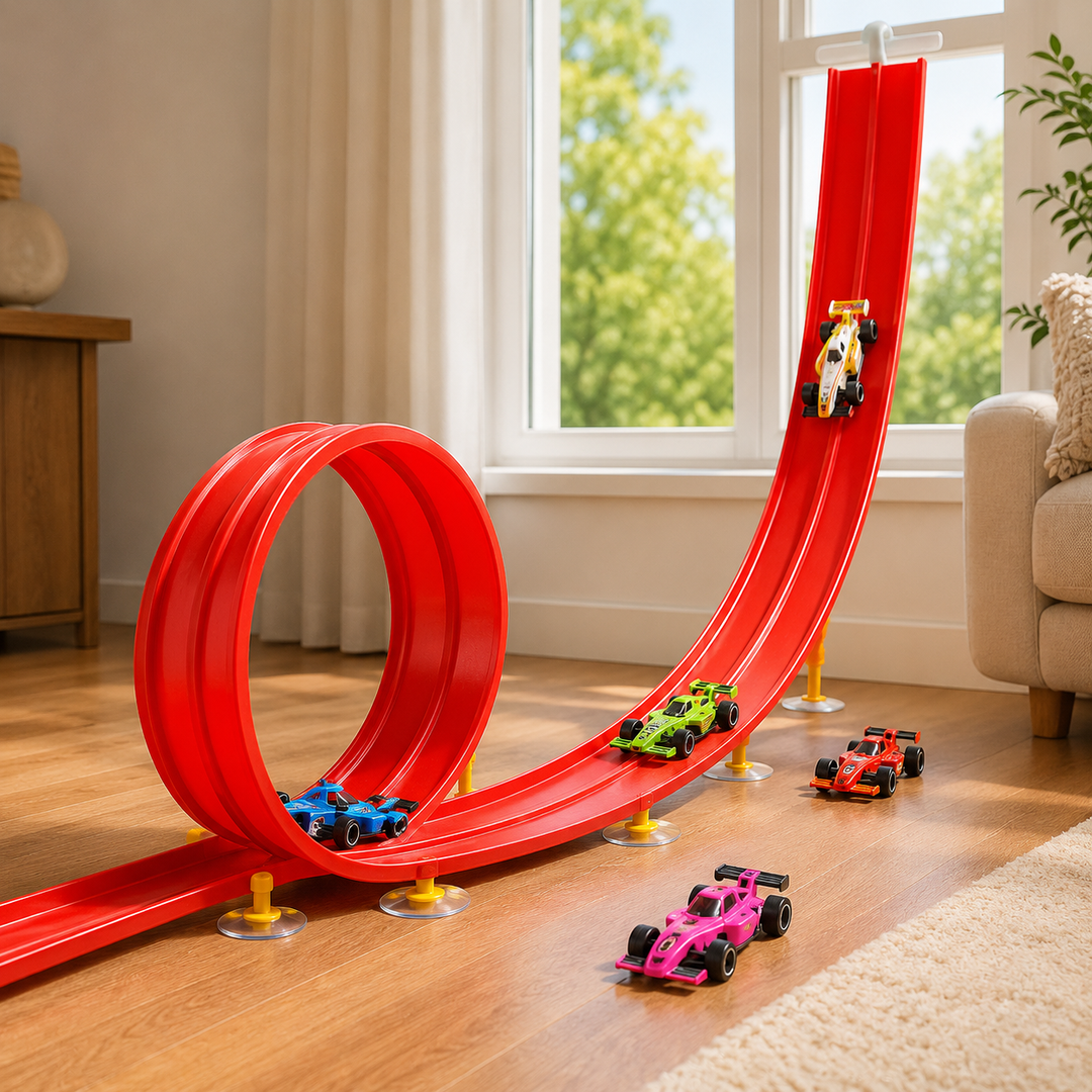 Race Track Toy Set with Twistable Tracks for Creative Racing Play
