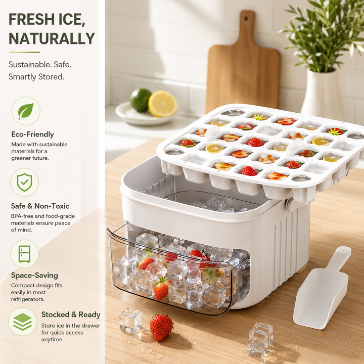 Ice Cube Tray Stackable 25 50 Grid Easy-Release Mold for Freezer Drawer