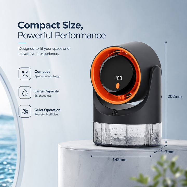 Portable Mist Fan Mini Electric Air Cooler Humidifier 360 Adjustable Digital