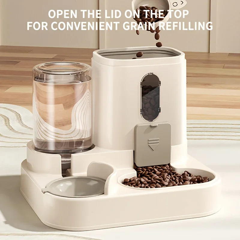2 in 1 Dog Cat Feeder Water Dispenser Bowl Circular