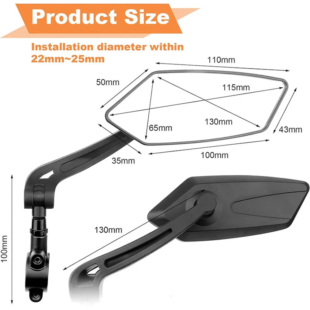 Bike Mirrors 2 Pack Circular Rearview Bicycle Accessories