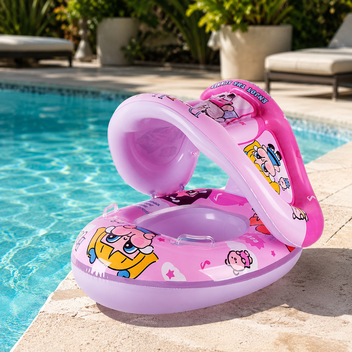 Inflatable Swim Ring Sun Canopy Pool Float Sunshade Summer Beach Water