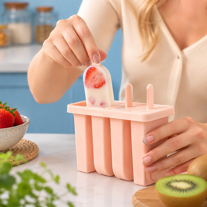 Popsicle Mold Ice Pop Maker with Lid Reusable BPA-Free Ice Cream Mold