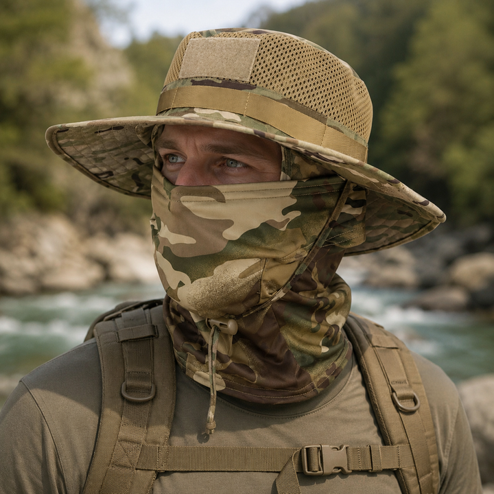 Mesh Fishing Boonie Hat Ice Silk Camouflage Round Brim Outdoor