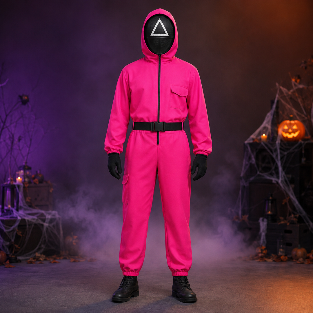 Rose Red Guard Jumpsuit Triangle Mask