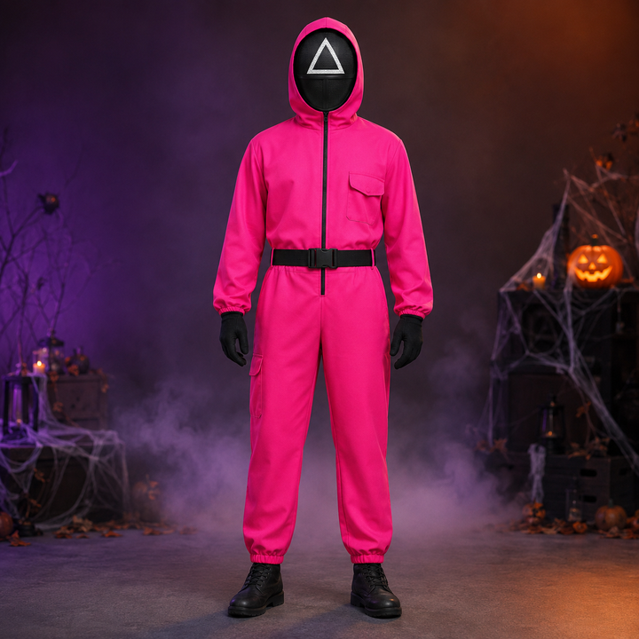 Rose Red Guard Jumpsuit Triangle Mask