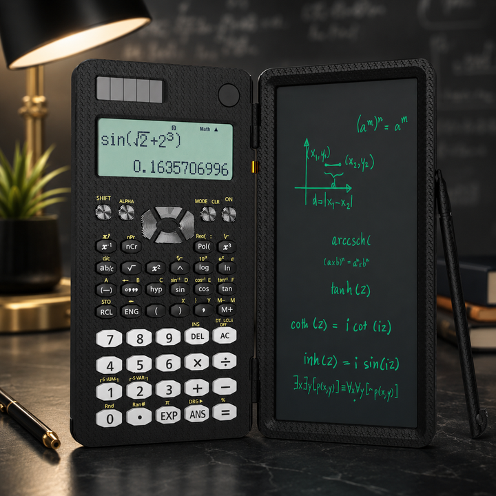 Mini Scientific Calculator with LCD Writing Tablet Notepad Office School Supplies