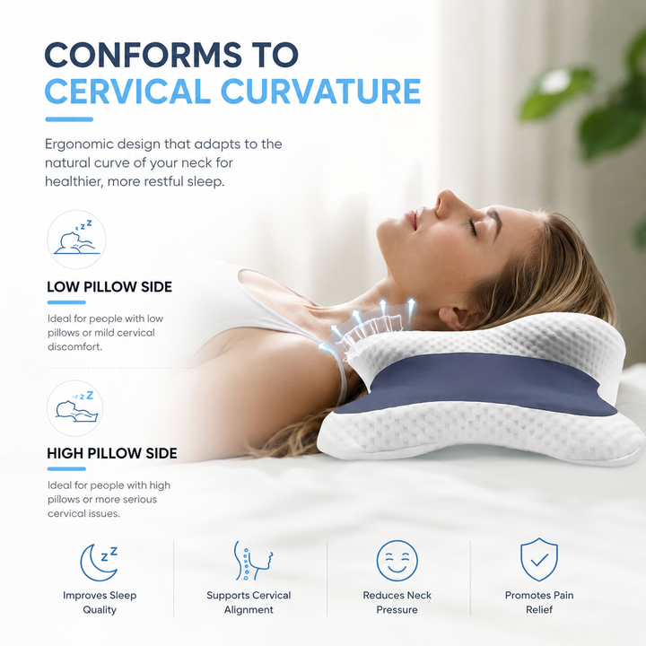 Memory Foam Cervical Pillow Neck Pain Relief Ergonomic Orthopedic Neck Support