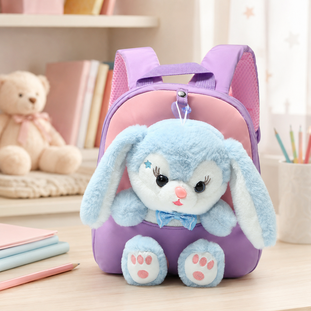 Girls Plush Bunny School Backpack for Toddlers