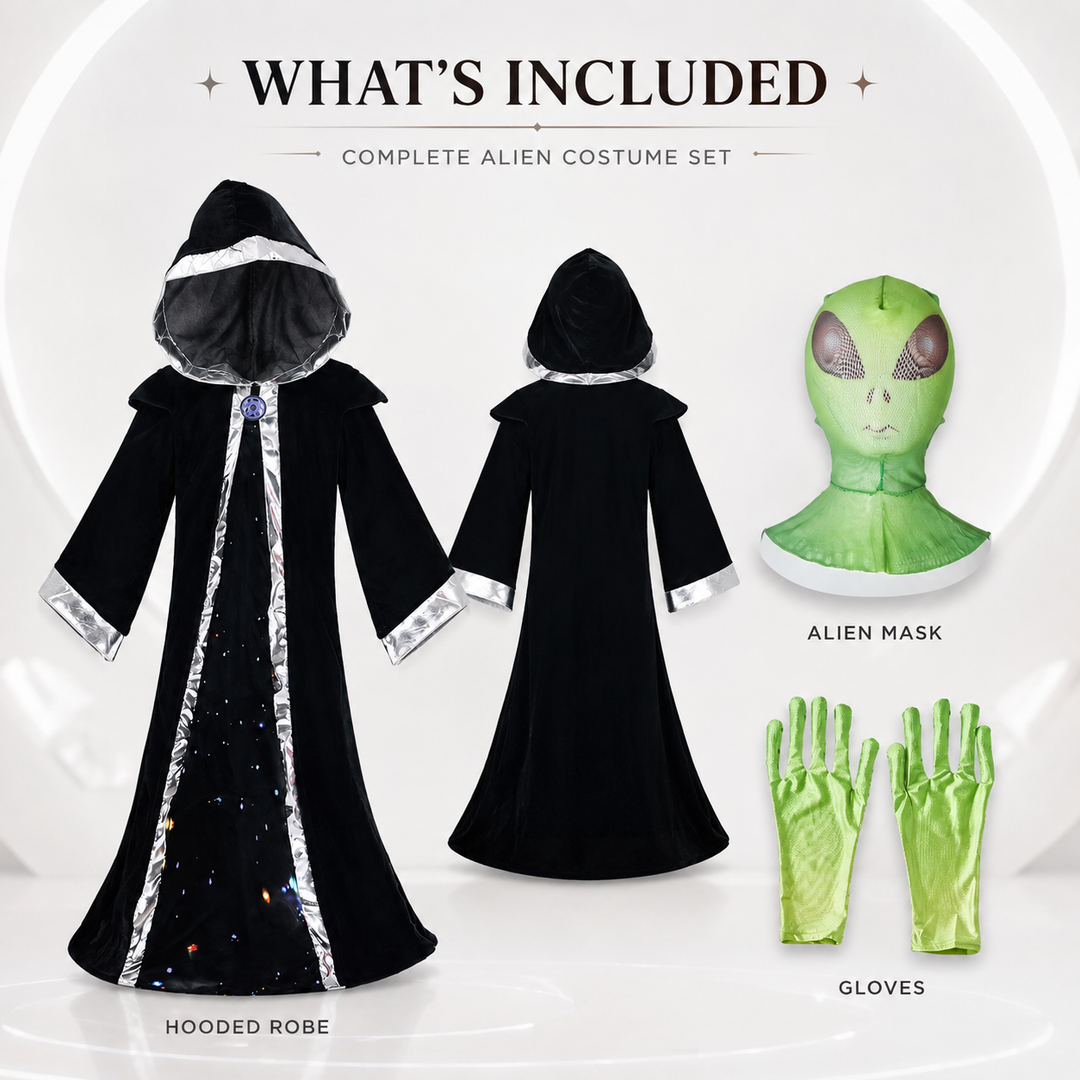Alien Boss Kids Costume Hooded Robe with Mask for Halloween
