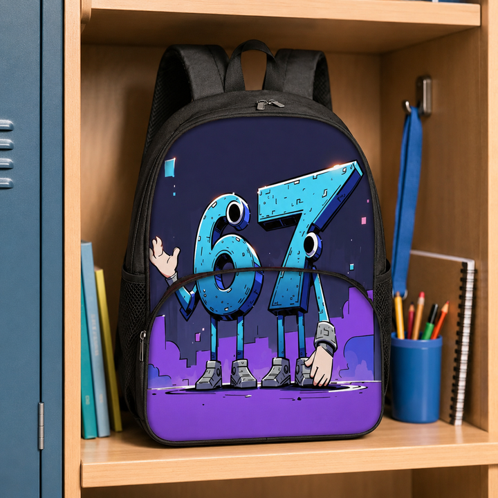 Six Seven 67 Kids Round Pocket School Backpack