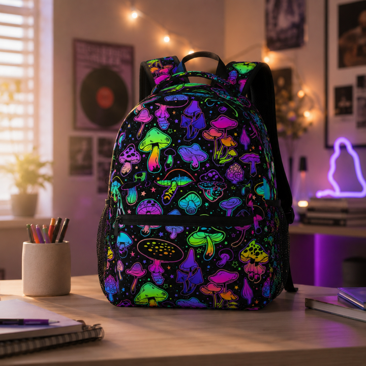 Trippy Mushroom Unisex Casual School Backpack