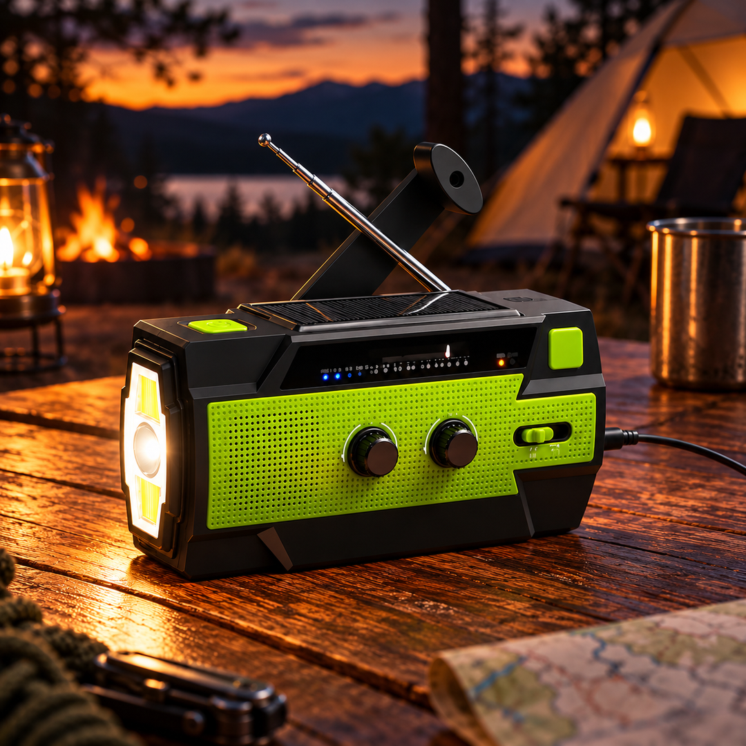 Wind Up Emergency Radio 4000mAh Solar AM FM SOS Side Flashlight