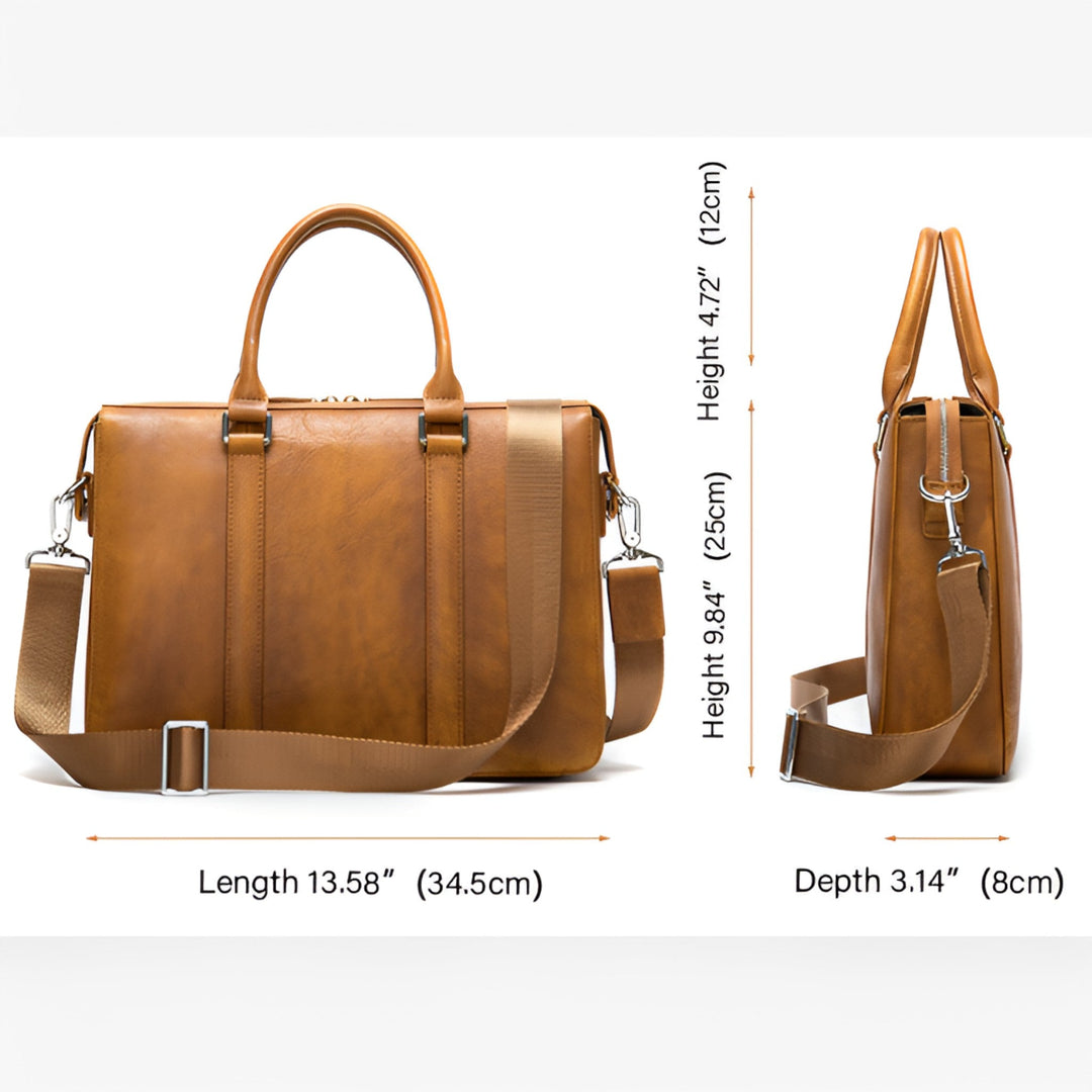Leather Laptop Bag Briefcase with Top Handles and Shoulder Strap