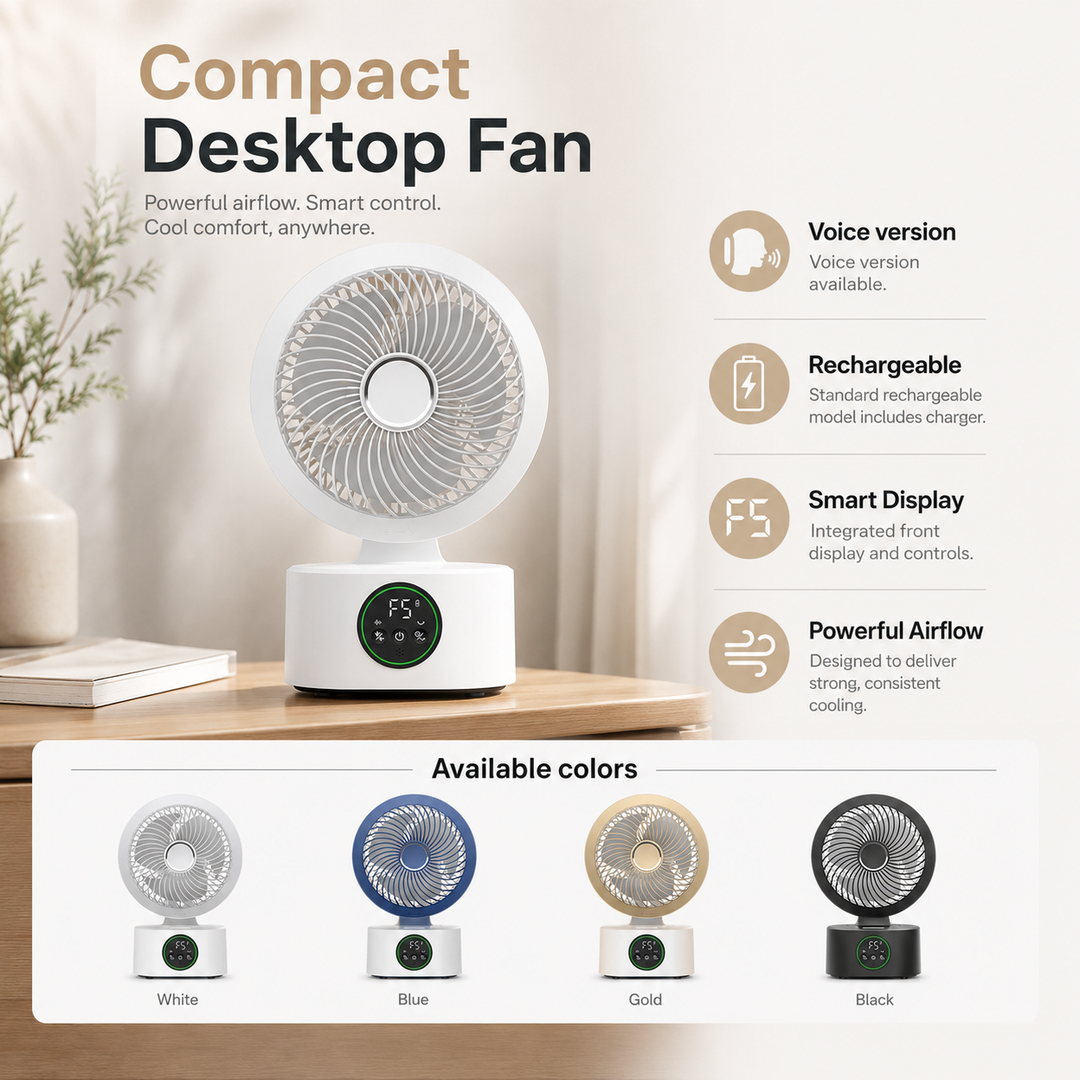 Wall-Hanging Fan Remote Voice USB Rechargeable Folding Nightlight Cooler