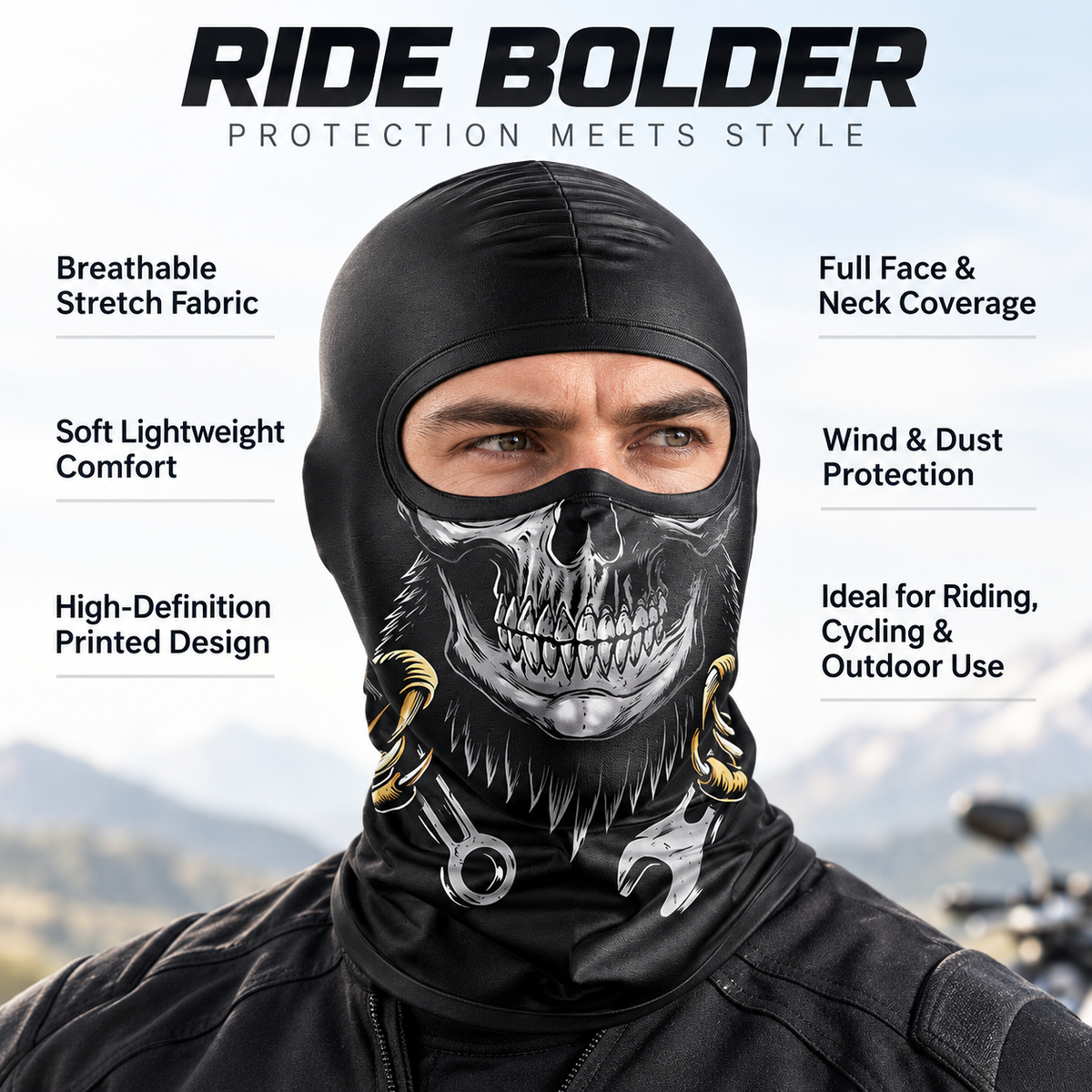 Scary Clown Skull Halloween Full Face Balaclava Mask