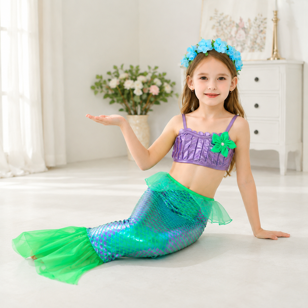 Mermaid Princess Sparkle Tail Costume Dress for Girls