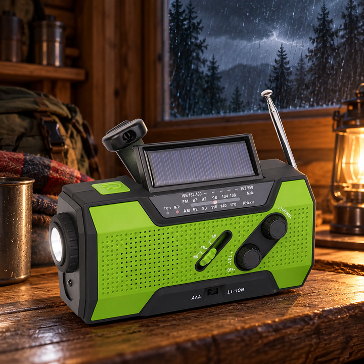 Wind Up Emergency Radio 5 Way Power AAA Solar NOAA 115dB Siren Lamp