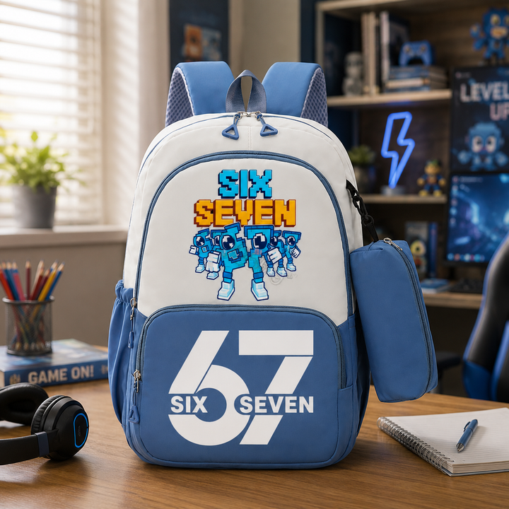 Six Seven 67 Unisex 2-Piece School Backpack Set with Pencil Case