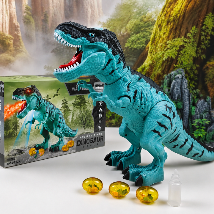 Walking Spray Dinosaur Toy Roars Projects Dinosaur Images Lights Up and Lays Eggs