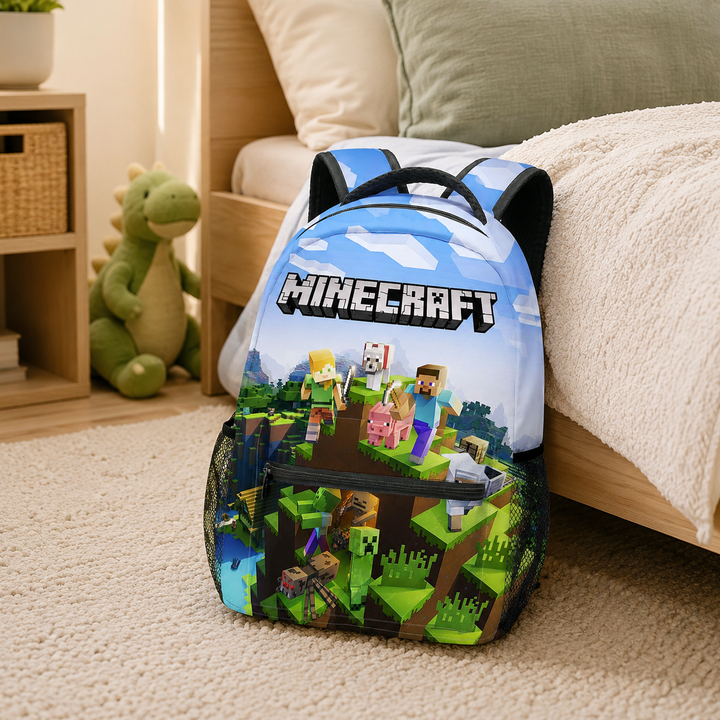 Minecraft Boys and Girls School Backpack, 20L Double-Sided Print Bookbag