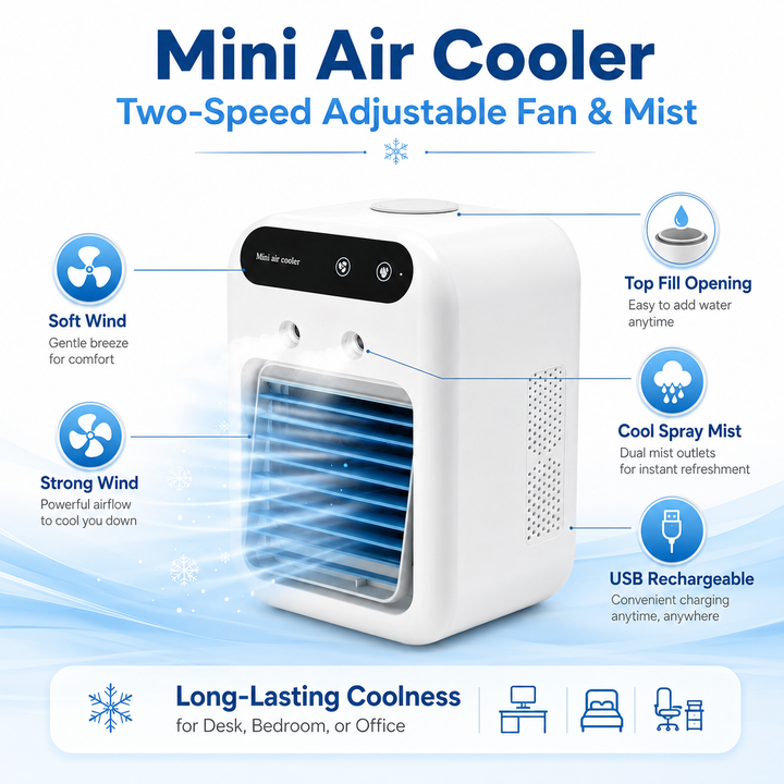 Mini Mute Air Conditioner Fan Humidifier Portable Desktop USB Home Office