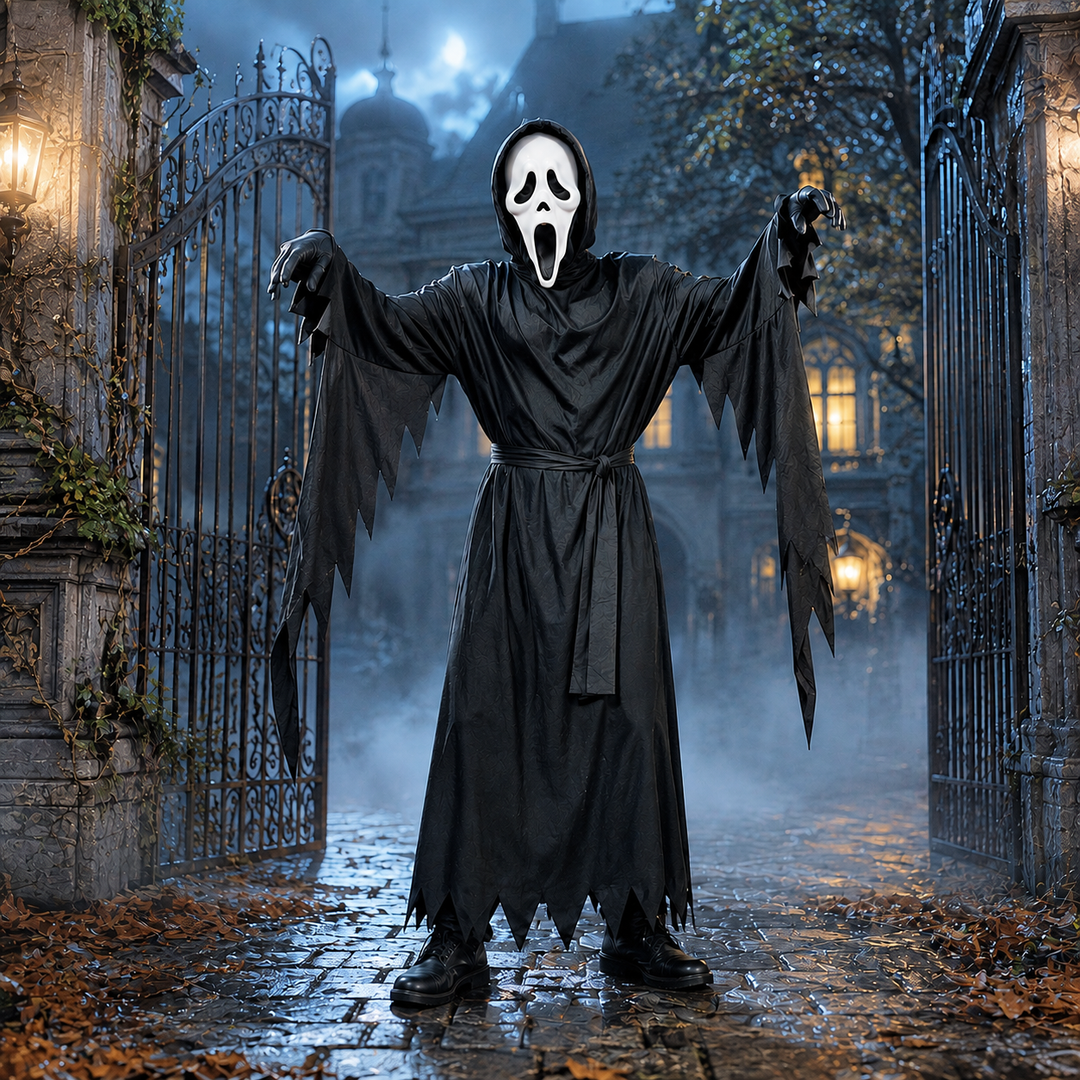 Ghostface Robe Costume Hooded Halloween Costume with Mask