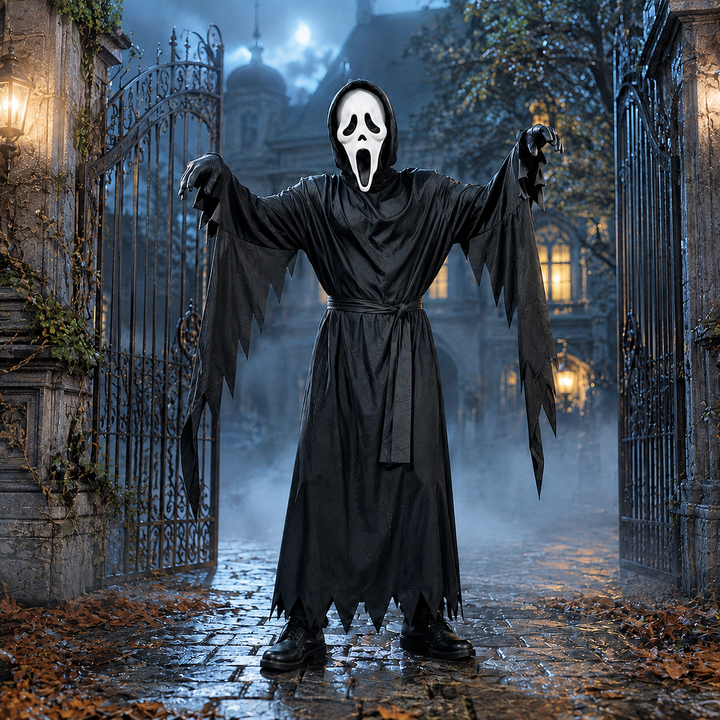 Ghostface Robe Costume Hooded Halloween Costume with Mask