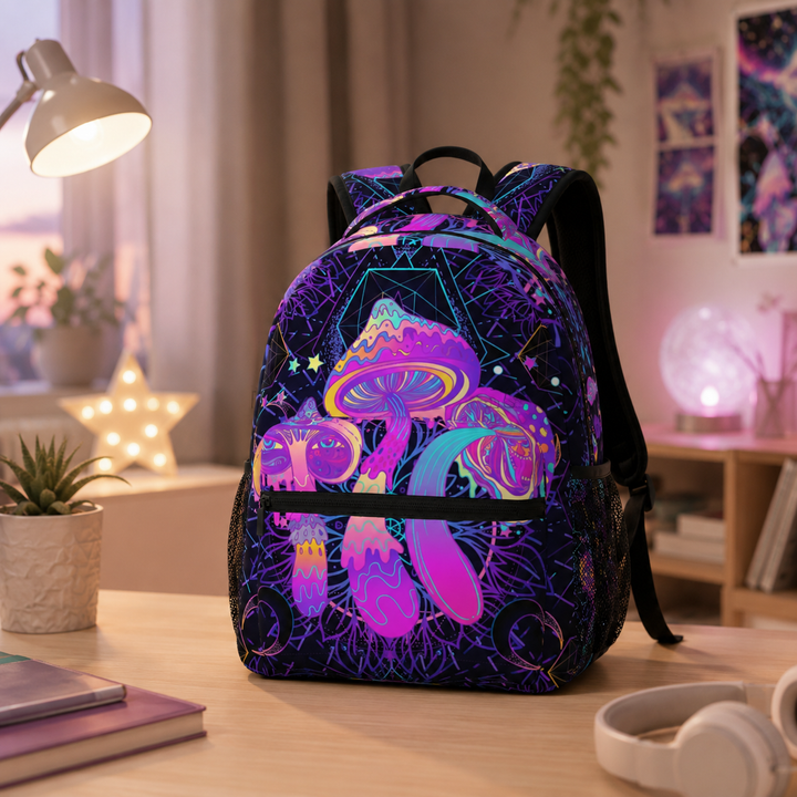 Trippy Mushroom Unisex Casual School Backpack