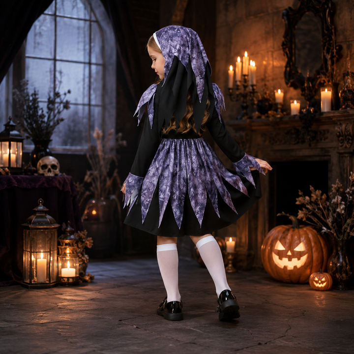Kids Nun Halloween Costume Carnival Dress Girls Priest Cross Mary Outfit Headscarf