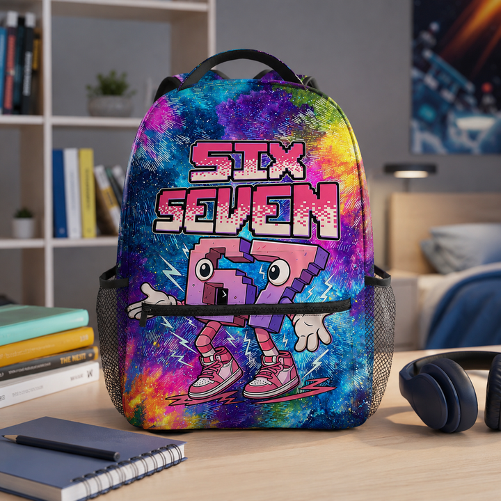 Six Seven 67 Unisex Kids School Backpack, Full-Print