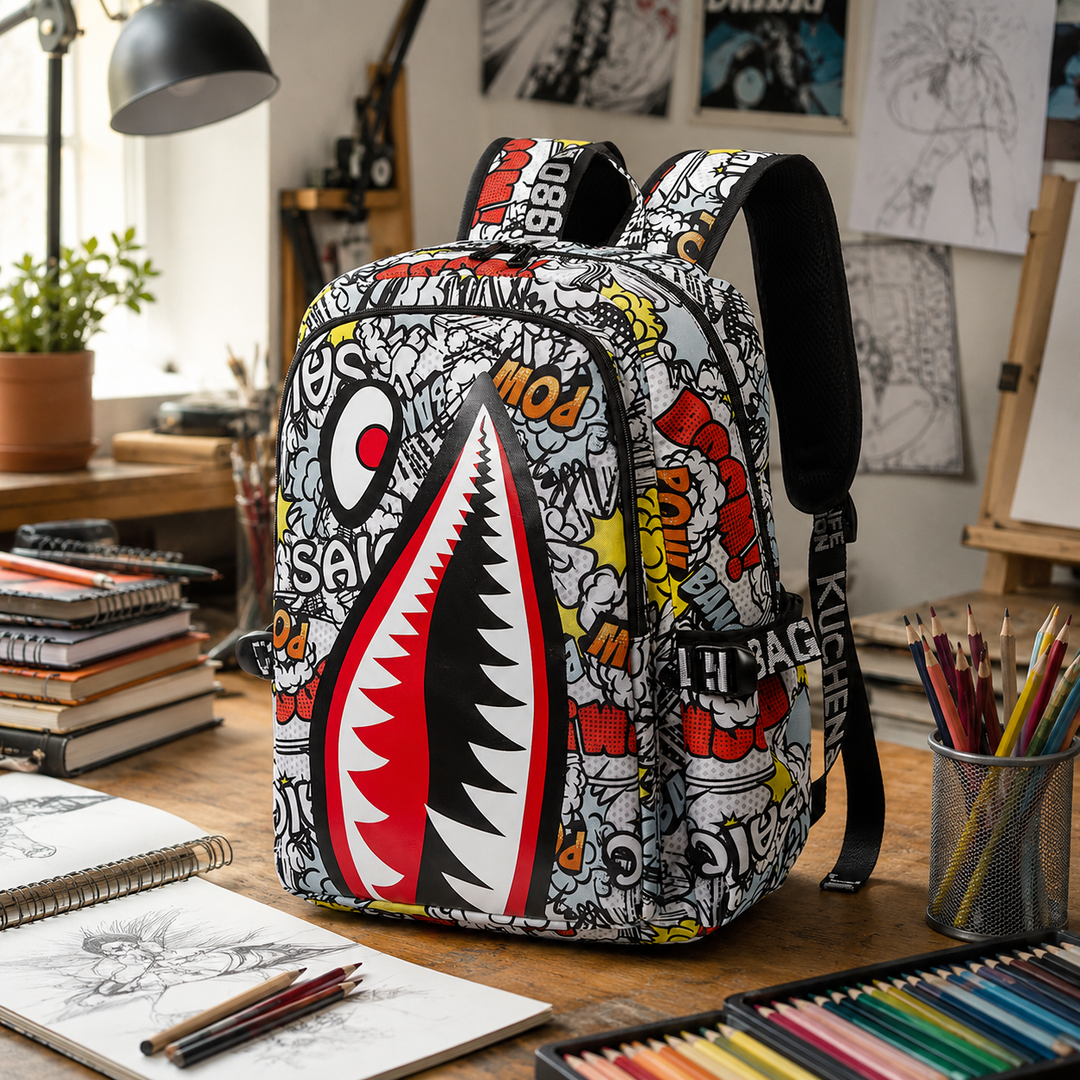 Shark Mouth Backpack for Boys Large Capacity Lightweight Primary School Bag